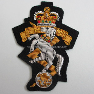 Tören üniforma büyük kedi altın el nakışı kumaş Crest dikmek-on yamalar külçe tel yama rozeti ihracat için işlemeli - Product Image 6
