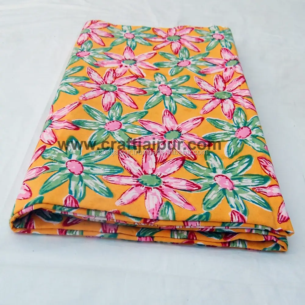 Diseñador Sanganeri bloque Floral impreso tela de algodón gasa ropa hecha a mano para mujer ropa India tela textil al por mayor