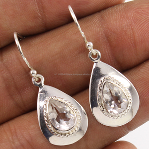 Büyüleyici zarif damla küpe doğal kristal kuvars Faceted taş 925 katı gümüş yeni taşlar - Product Image 1