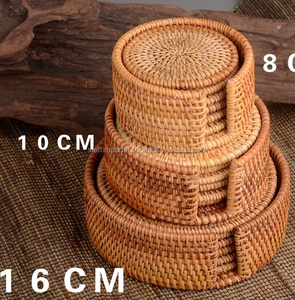 手工藤条杯架6件套藤杯垫越南制造 - Product Image 5