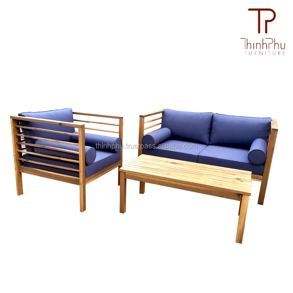 Canapé en bois d'acacia EURONA, ensemble de meubles de jardin, haute qualité