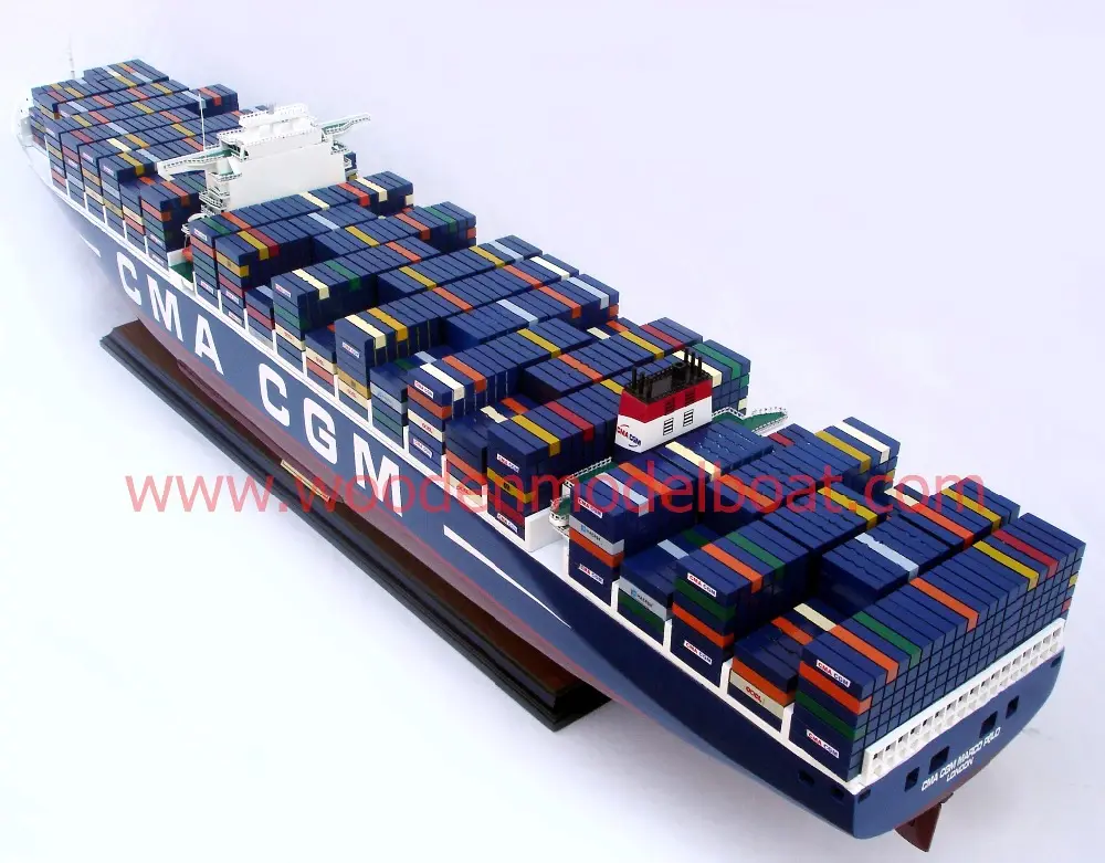 CMAS-CGMM MARRCO POLLO, modelo de barco de madera, contenedor, modelo de barco, alta calidad