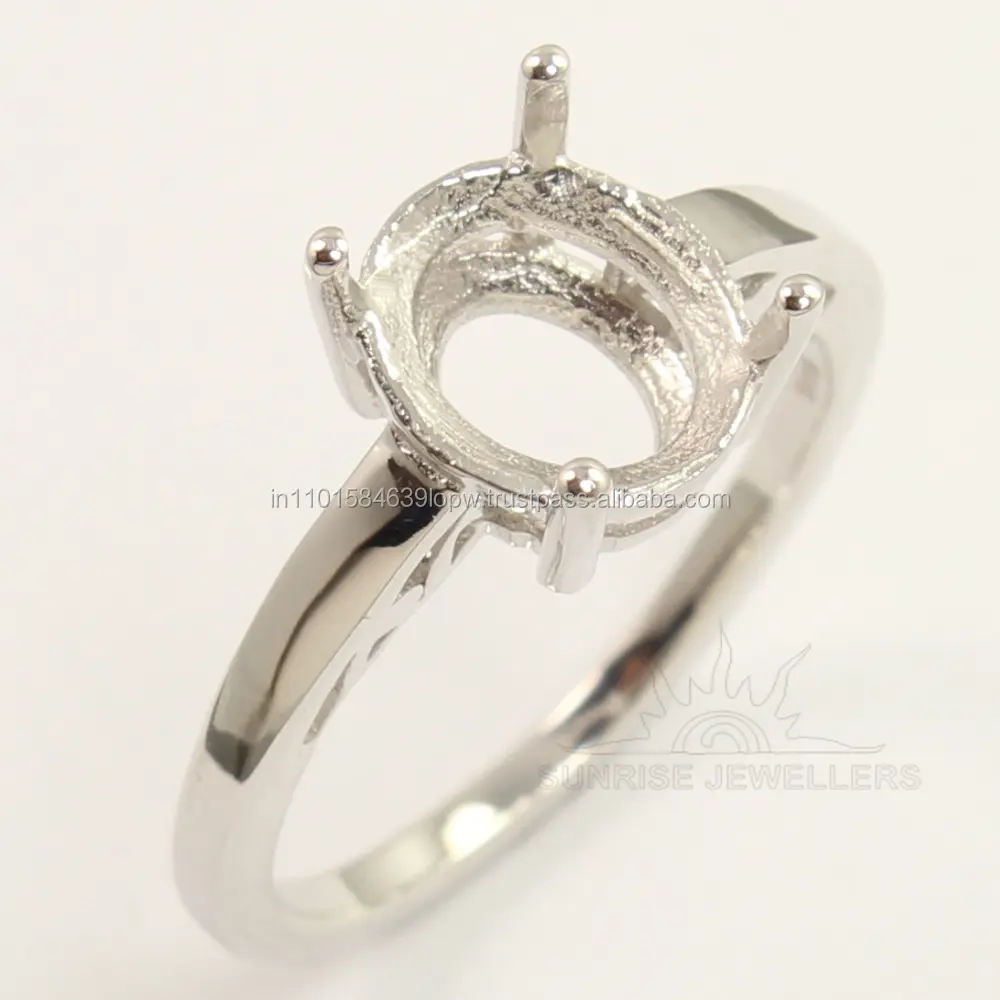 8x10 forma ovale Semi attacco anello unico senza anello di pietra pronto per essere impostato con il proprio 925 in pietra argento Sterling alla moda
