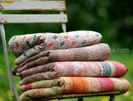 Kantha cobertor reycled sari, acolchoado, um-de-um-tipo, artesanal, vintage, de tecido