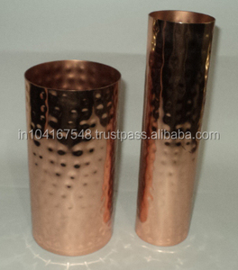 Hammered Copper Tabletop <strong>Vase</strong> Round Stainless Steel and Brass Flower Pot for Weddings - Product Image 3