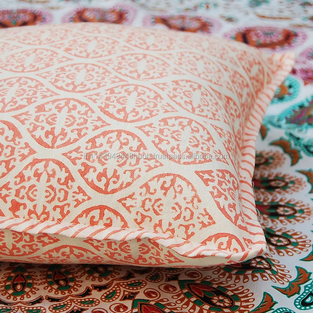# Hand Block Print Cushion Cover # Cotton Fabric Cushion Cover