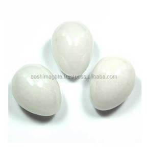 Toplu toptan beyaz akik yumurta doğal taşlar kristal el sanatları Reiki kayalar mineraller mücevher yeşim Feng Shui taş yumurta - Product Image 1