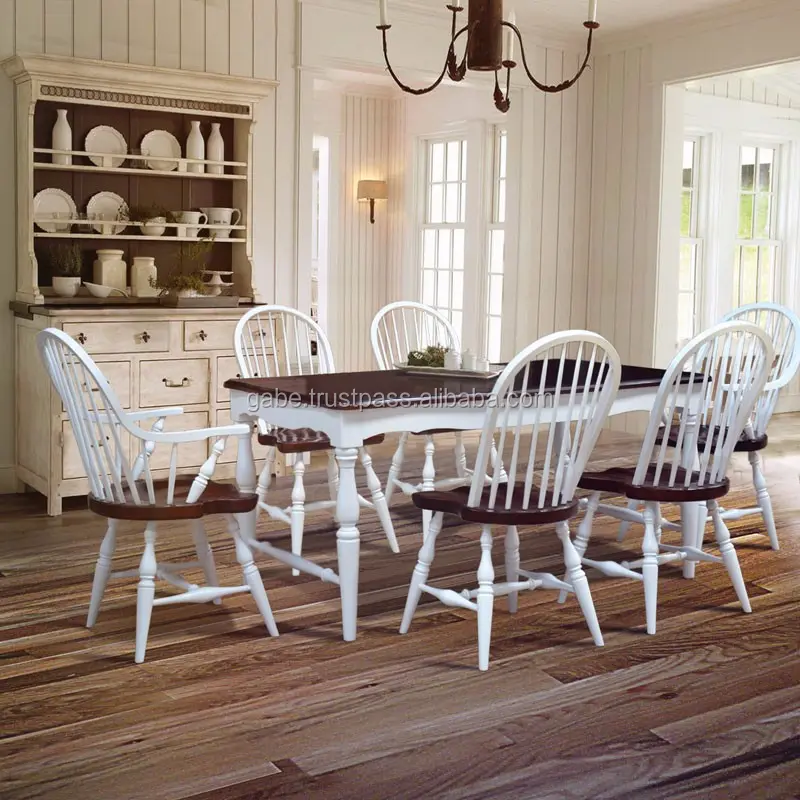 Meuble de Table à manger de Style campagnard, 6 chaises en bois massif acajou