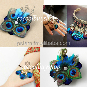 Tassel Peacock Feathers Feathers Comb <strong>Bag</strong> Head Updo Hair Comb Peacock Feather Tassels Pendants Bracelets Bracelets Female <strong>Fashio</strong>
