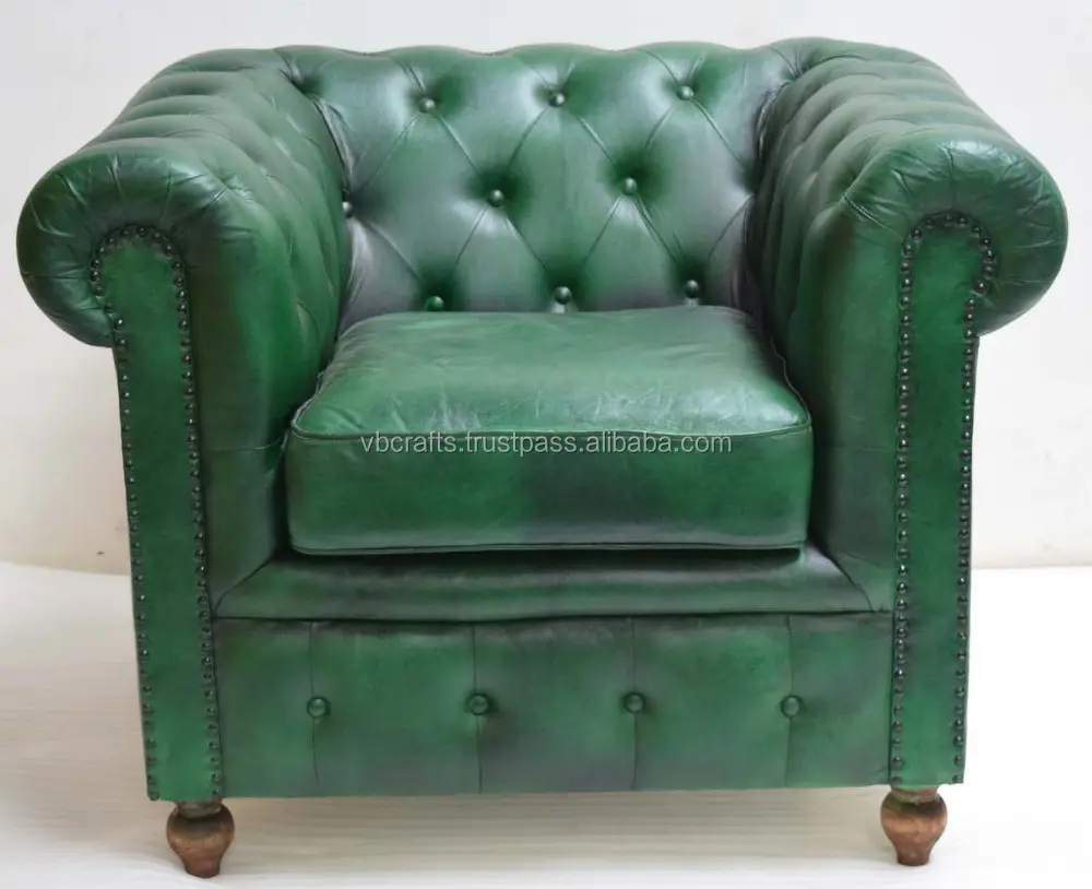 Sofá Chesterfield de cuero de cabra de grano superior genuino, sofá para el hogar, sala de estar, salón, Hotel, restaurante comercial