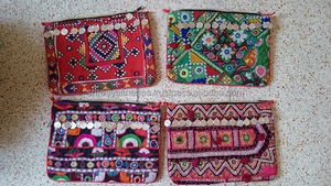 非常にカラフルな自由奔放に生きる口刺EmbroideryコインジッパーポーチBanjaraIbizaスタイルのポーチ