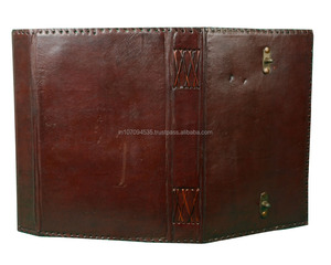 <strong>Plain</strong> Genuine Leather Hardcover Journal Diary <strong>With</strong> Double Antique Brass C-Lock Flap On Cover Blank White <strong>Pages</strong> <strong>Notebook</strong> Or Diary - Product Image 2