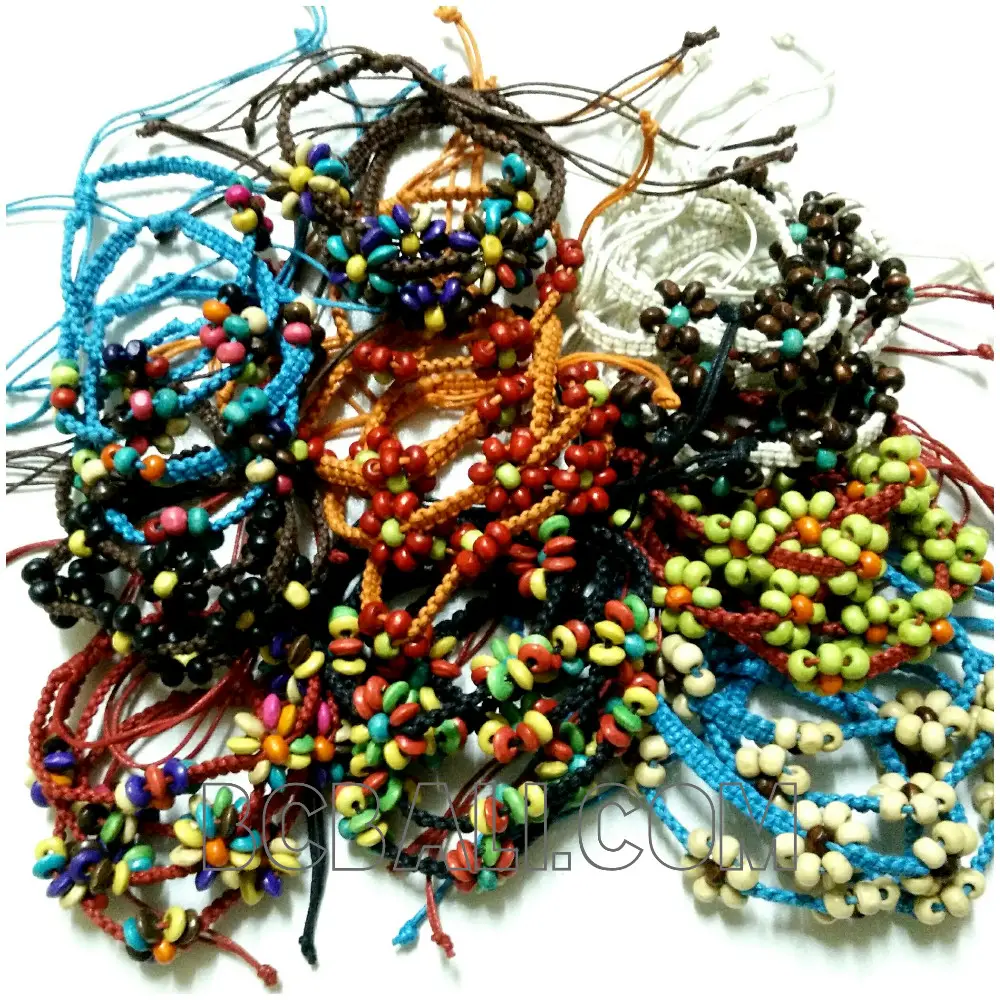 women leather hemp bracelet mix color 220 pieces free shipping