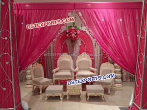 Sankheda ชุดเก้าอี้ Mandap สำหรับงานแต่งงานของชาวอินเดีย,เก้าอี้ Mandap ทำจากไม้สีแดงและสีทองแบบโบราณเก้าอี้ Mandap สไตล์ราชวงศ์ - Product Image 6