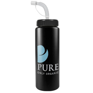 美国制造32盎司运动水壶用稻草盖BPA/BPS，来与您的标志