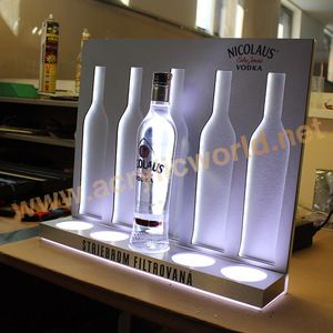 价格优惠的分层丙烯酸白酒展示丙烯酸酒瓶LED展示架 - Product Image 3