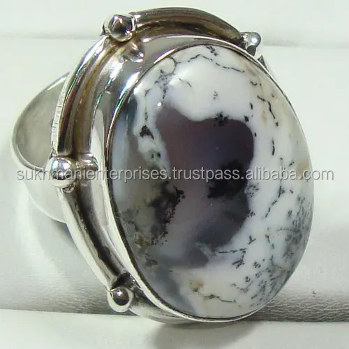 Dendriet Agaat Edelsteen Ring Zilver 925 Sieraden Groothandel