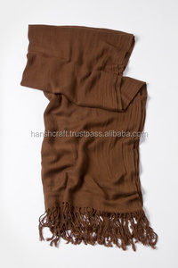 ผ้าพันคอ100% ผ้า Pashmina สีเทอร์ควอยซ์สไตล์เรียบ - Product Image 3