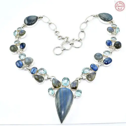 Collar de piedras preciosas para mujer, venta al por mayor en línea de joyería de plata de ley 925