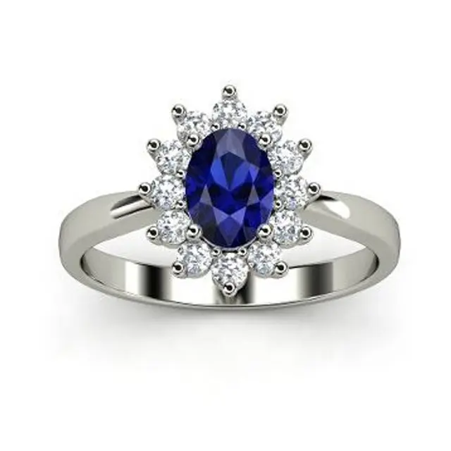 Famous Diamond Design 14K White Gold Diamond Gemstone Ring Perfect Design as Engagement Ring