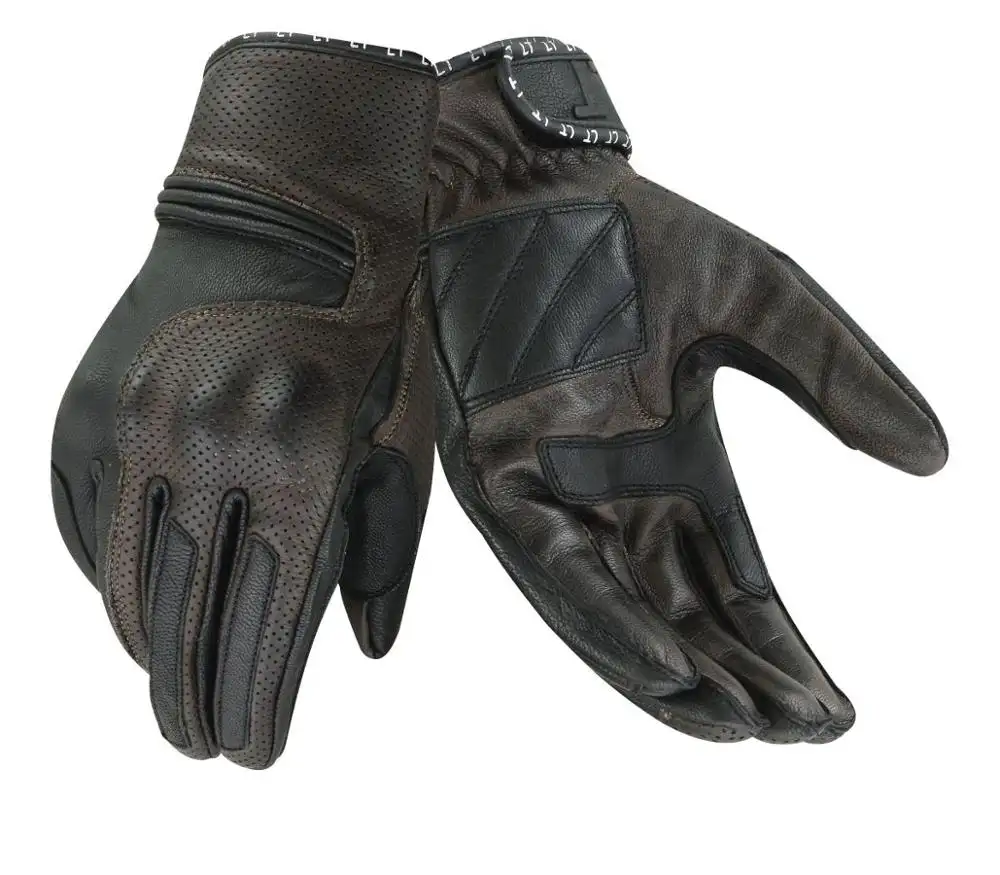 GUANTES DE CUERO MARRÓN ARMADO DE MOTOCICLETA NEGRO Guantes de motocross unisex personalizados Guantes de protección al aire libre