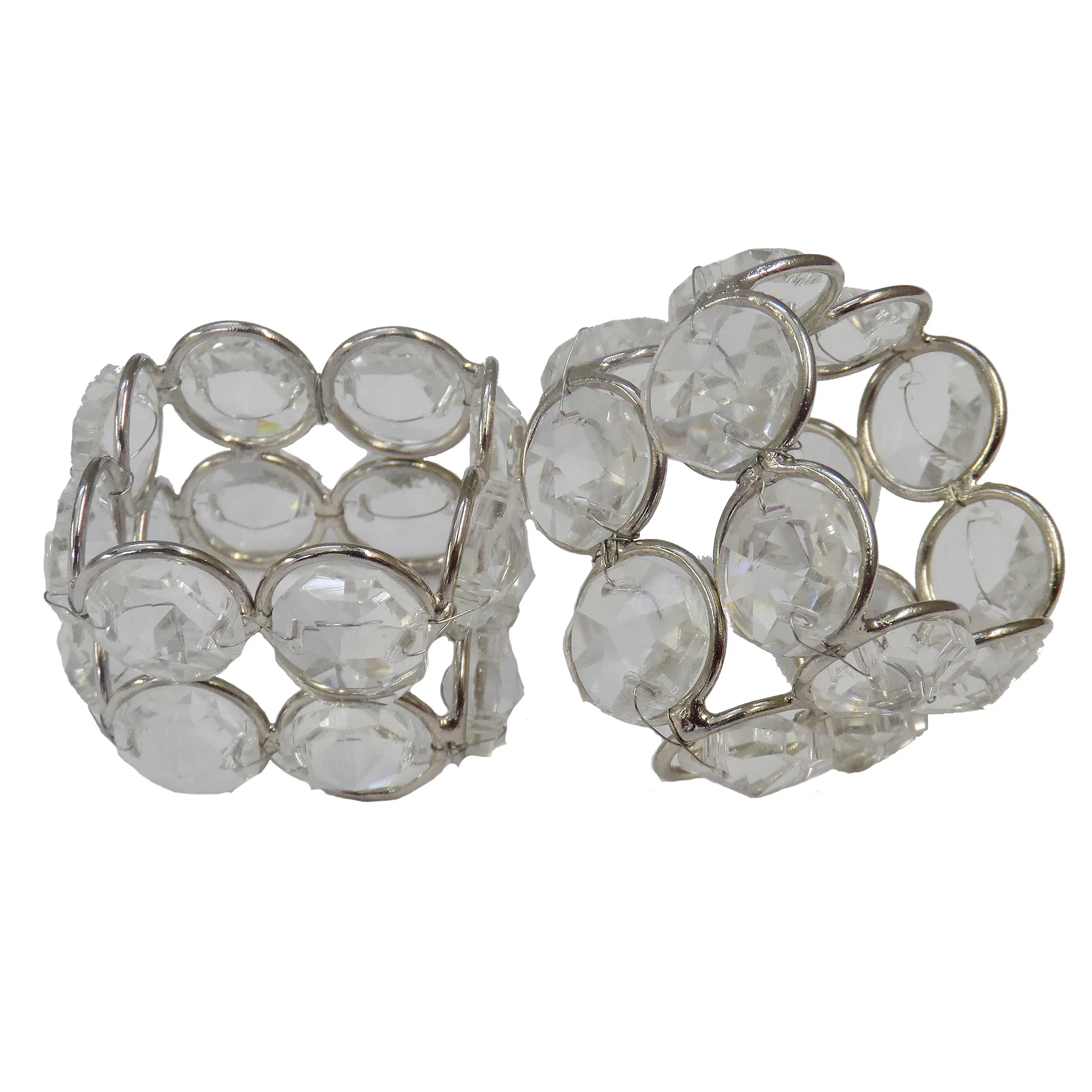 Porte-serviettes de mariage en fer perlé en cristal Design luxueux Rond de serviette personnalisé Fabricant de gros