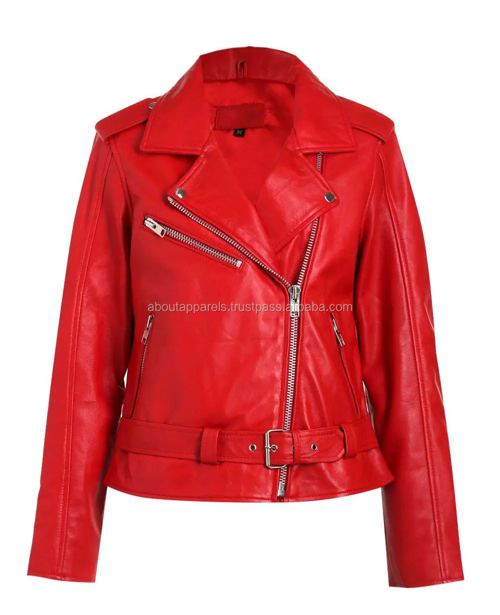 2021 Custom New New Design Modern Women Genuine lambskin Leather Motorbike Jacket & Coats