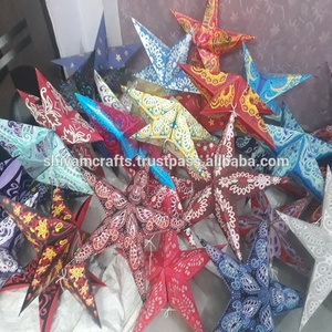 Noel kağıt yıldız lambaları toptan sürü mix maç tasarımları baskılı kağıt yıldız fenerler toptan hindistan kağıt fenerler - Product Image 1