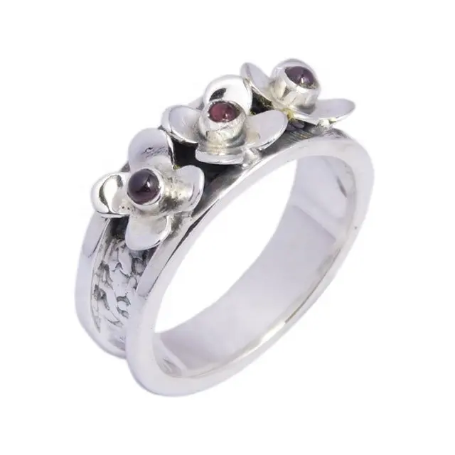 Fancy New Arrival Beautiful 925 silver Freeform Natural Garnet Gemstone Ring For Women Wedding Favor Causal & Party Wear Rings