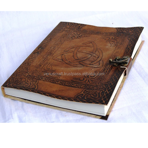 Handmade Genuine Leather Journal Triskele Celtic Design Embossed <strong>Writing</strong> <strong>Notebook</strong> Diary for Daily <strong>Notepad</strong> for Unisex Blank Paper - Product Image 1
