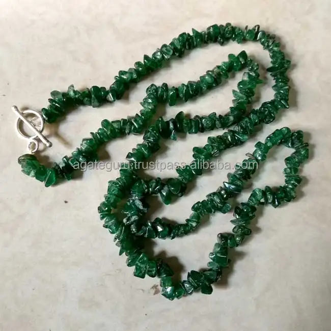 Pulsera de Chips de Jade verde, piedra curativa Natural para meditación y energía positiva, piedra preciosa curativa de Reiki, venta al por mayor