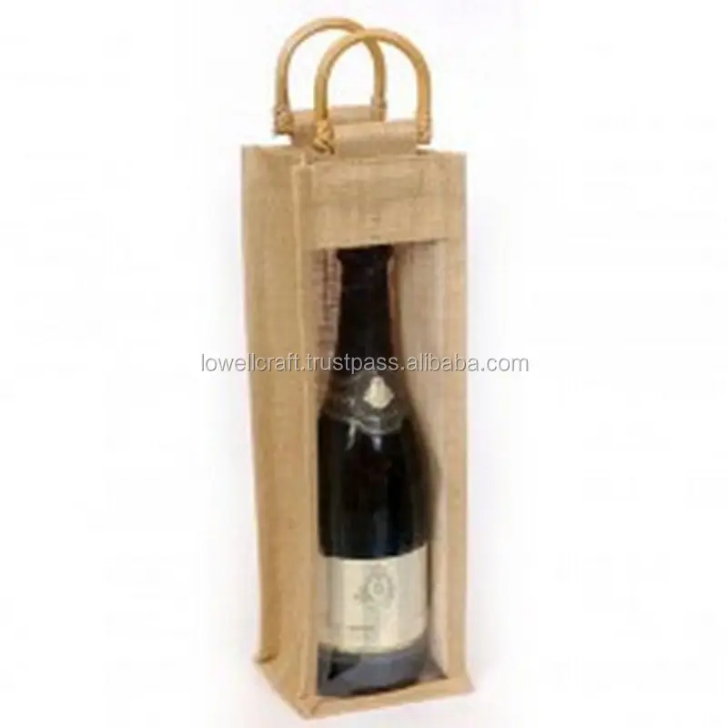 Personalizzato recycle juta una bottiglia di vino sacchetto del regalo del sacchetto