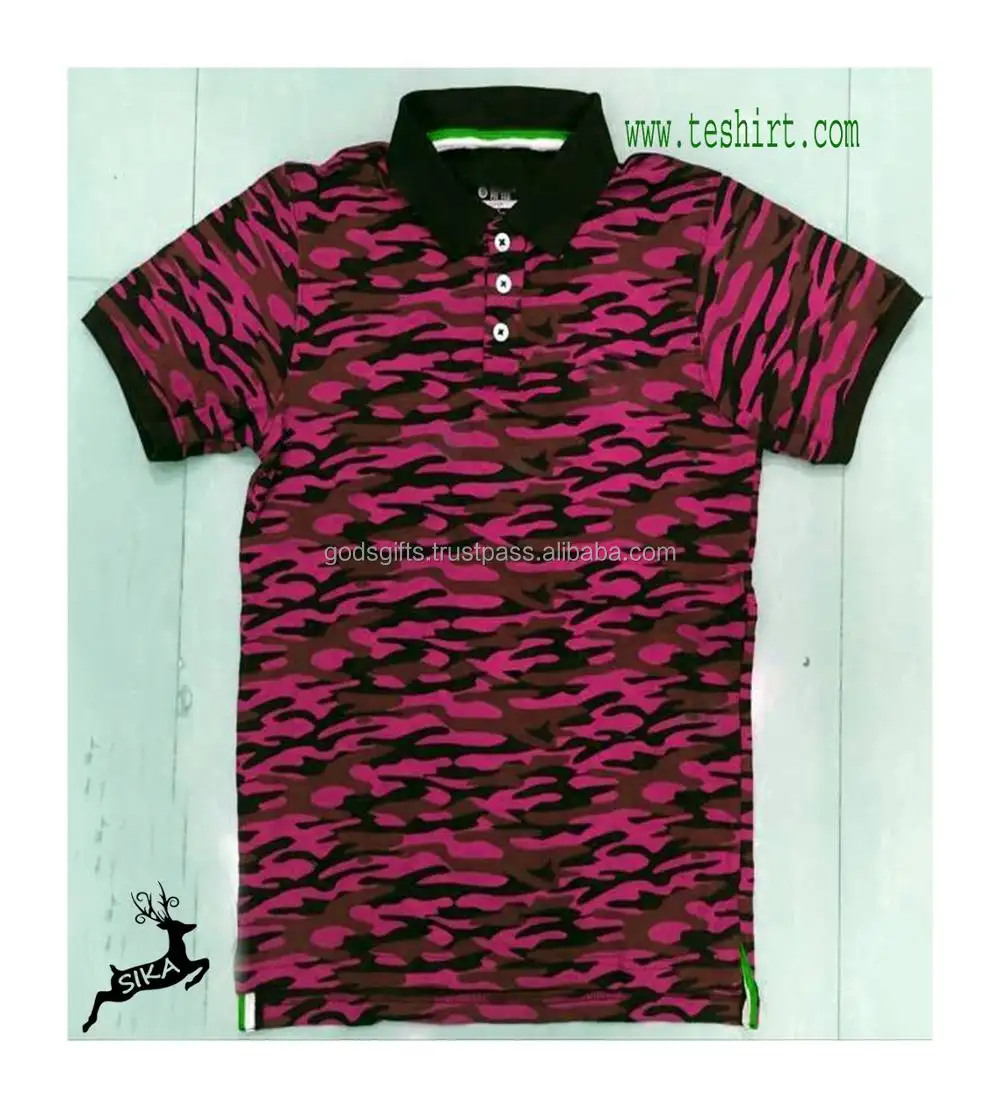 Polo de combinación de colores, camiseta personalizada con estampado de camuflaje, proveedor indio tirupur 100%, algodón de alta calidad, barato, venta al por mayor