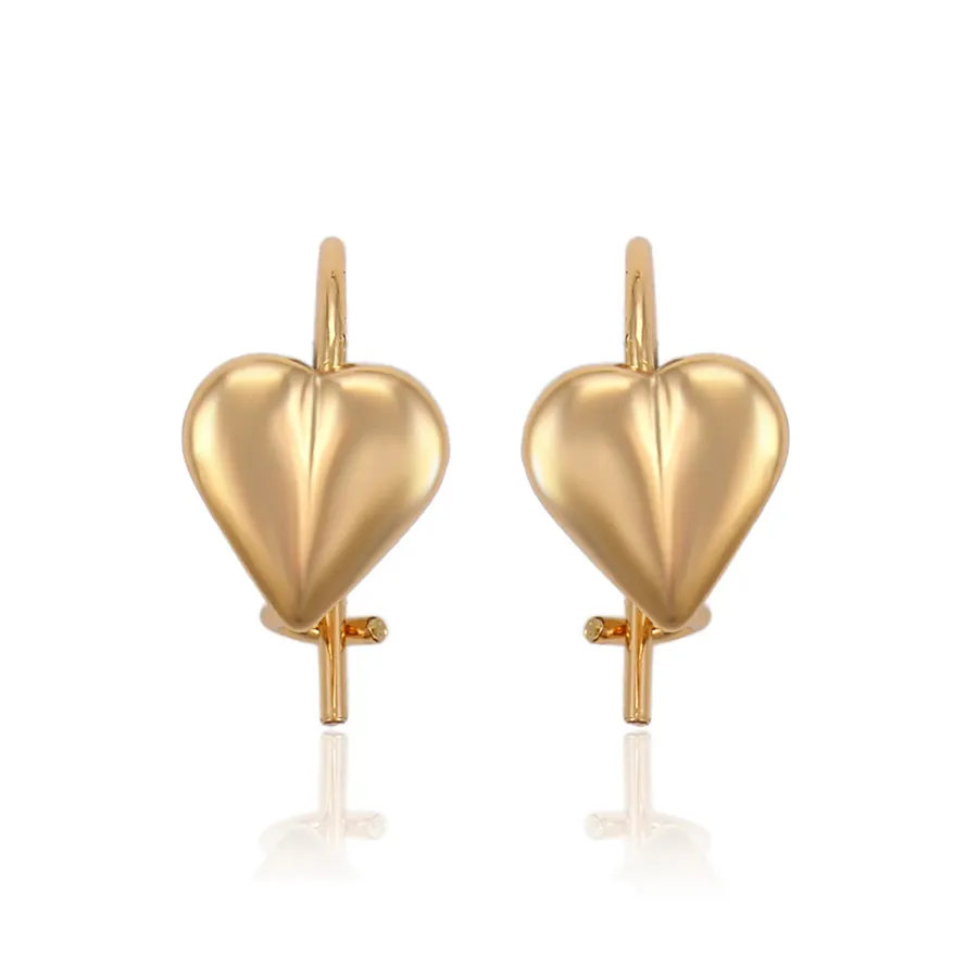 Xuping-pendientes dorados con clip para bebé, diseño de corazón, 91573