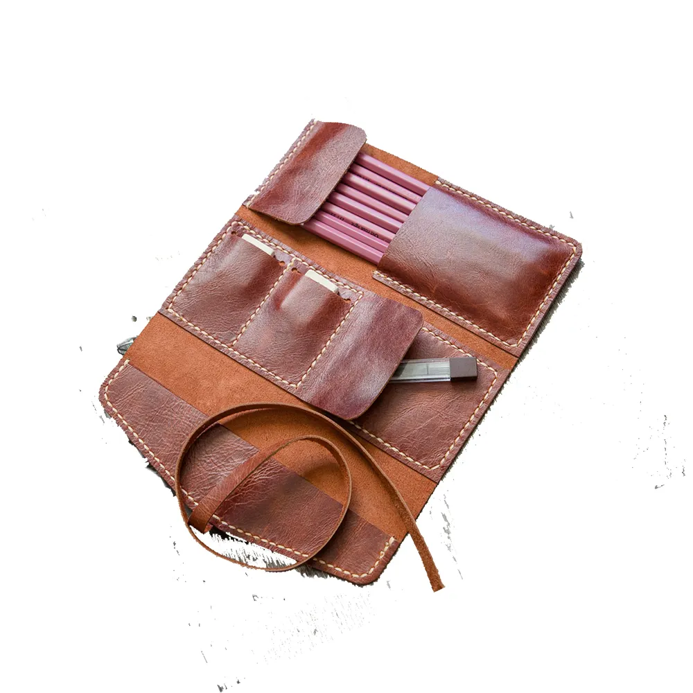 Draagbare Etui Leather Pen Pouch