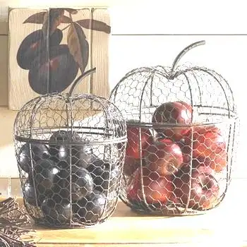 Cesta decorativa de cocina, cestas de alambre de COLOR negro con diseño clásico, en forma de manzana, para Navidad