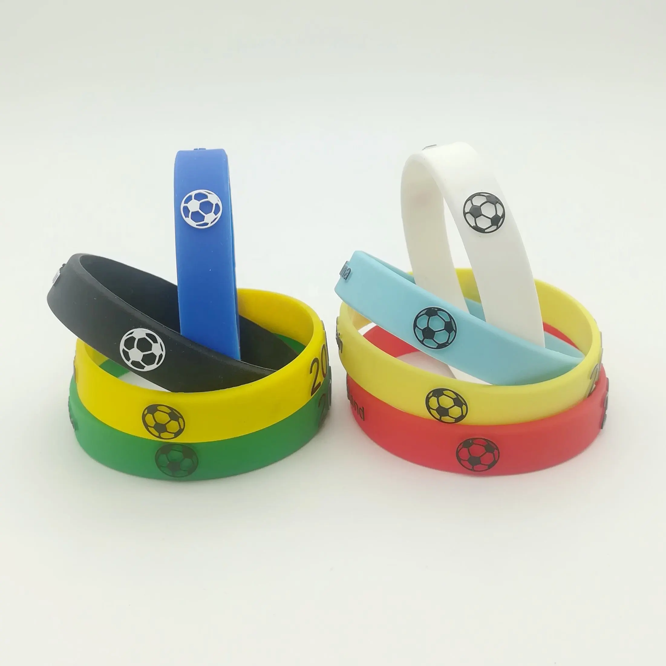 Pulseira de silicone de equipe de futebol, pulseiras de borracha de silicone de marca de futebol s s