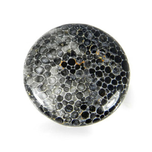Black Coral 24mm Round <strong>Cabochon</strong> 23.80 Ct Loose Gemstone Making for Jewelry - Product Image 1