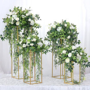 金属玻璃地板花瓶圆柱花架几何摆件花瓶家庭派对婚礼装饰 - Product Image 1