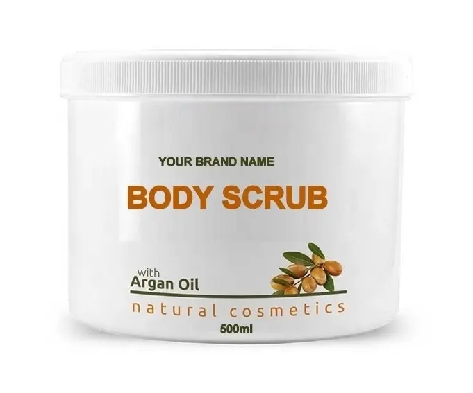Body Scrub Argan Oil - 500 ml. 100% Natural Private Label | Wholesale | Bulk | Made in EU