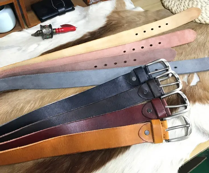 Italian vegetable tan genuine leather men's belt