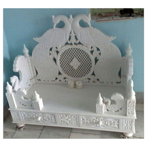 <strong>Marble</strong> Handmade Carving Designer Krishna Singhasan - Product Image 1