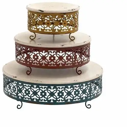 Soporte VINTAGE para decoración de pasteles, soporte de vidrio de 3 niveles para pastel de fiesta