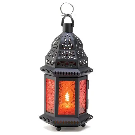 Lanterne da esterno per candele con vetro goffrato arancione aspetto eccezionale lanterna decorativa Vintage qualità eccellente