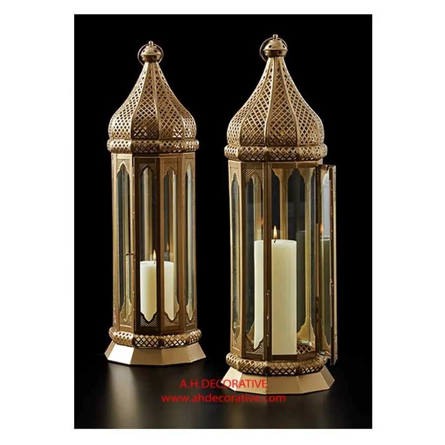 Ouro Moroccan Lantern para Candle Light Wedding & party Iluminação Decoração Use Hanging & Handmade Tableware Lantern