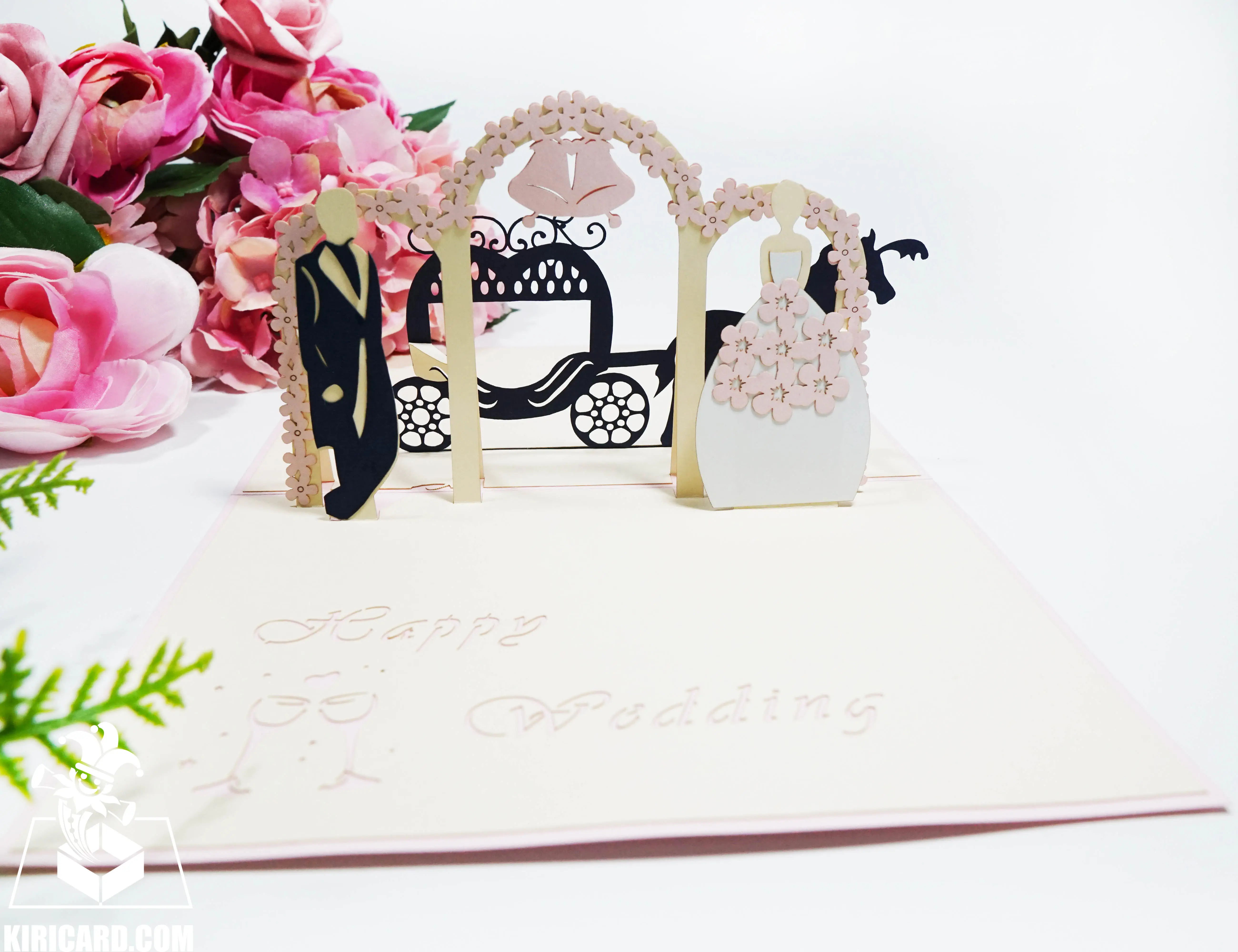 Beautiful Wedding Pop Up Carta Su Misura di Taglio Laser Carta di Invito