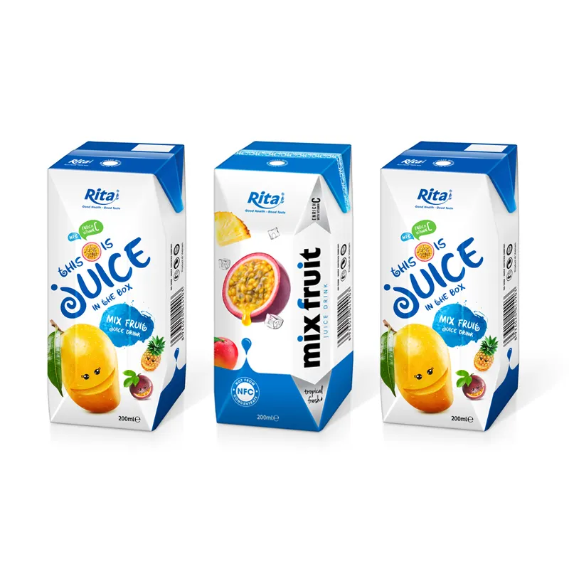 Jugo tropical de alta calidad de RITA OEM Bebidas Caja de papel de 200 ml Mezcla de jugo de frutas Entrega rápida y servicio de calidad