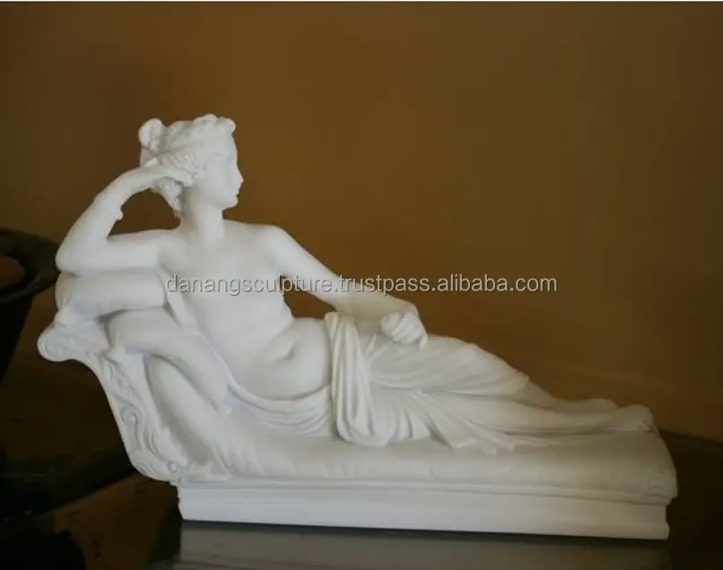 Personalizado pedra esculturas e esculturas menina deitada no sofá pedra estátua mulher mármore branco estátua