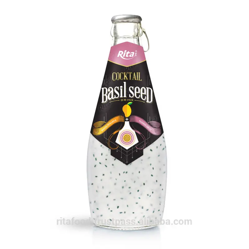 Vietnam Manufacturer Best Quality 290ml Glass Bottle Cocktail Flavor Basil Seed Drink Good Price Prevent Dehydration