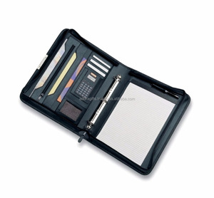 Multi-recurso a4 comprimento de papel zíper, couro pu, pasta de conferência de negócios, portfólio, tempo, mesa, <span class=keywords><strong>notebook</strong></span> com calculadora